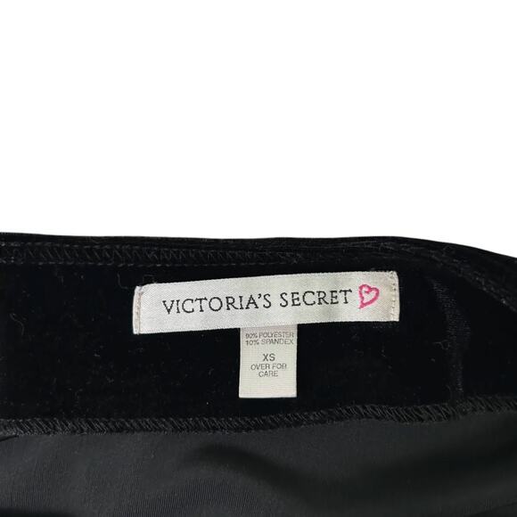 Victoria’s Secret Velvet Slip Dress XS Black Mini Fit Flare Party Y2K Soft Glam - Picture 3 of 6